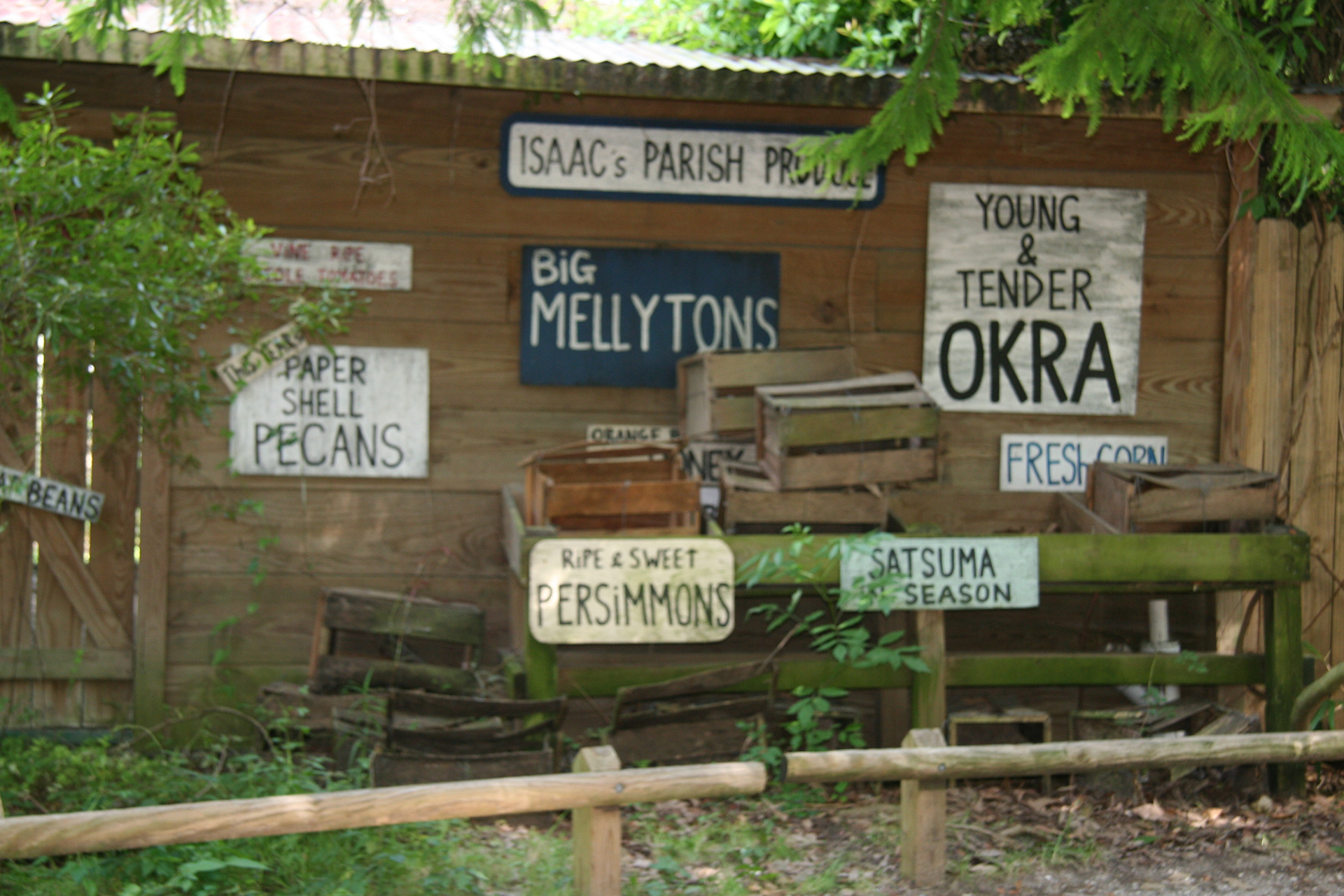 Nachbildung eines historischen Marktstandes für Südstaaten-Spezialitäten/Replica of a historic local produce stand